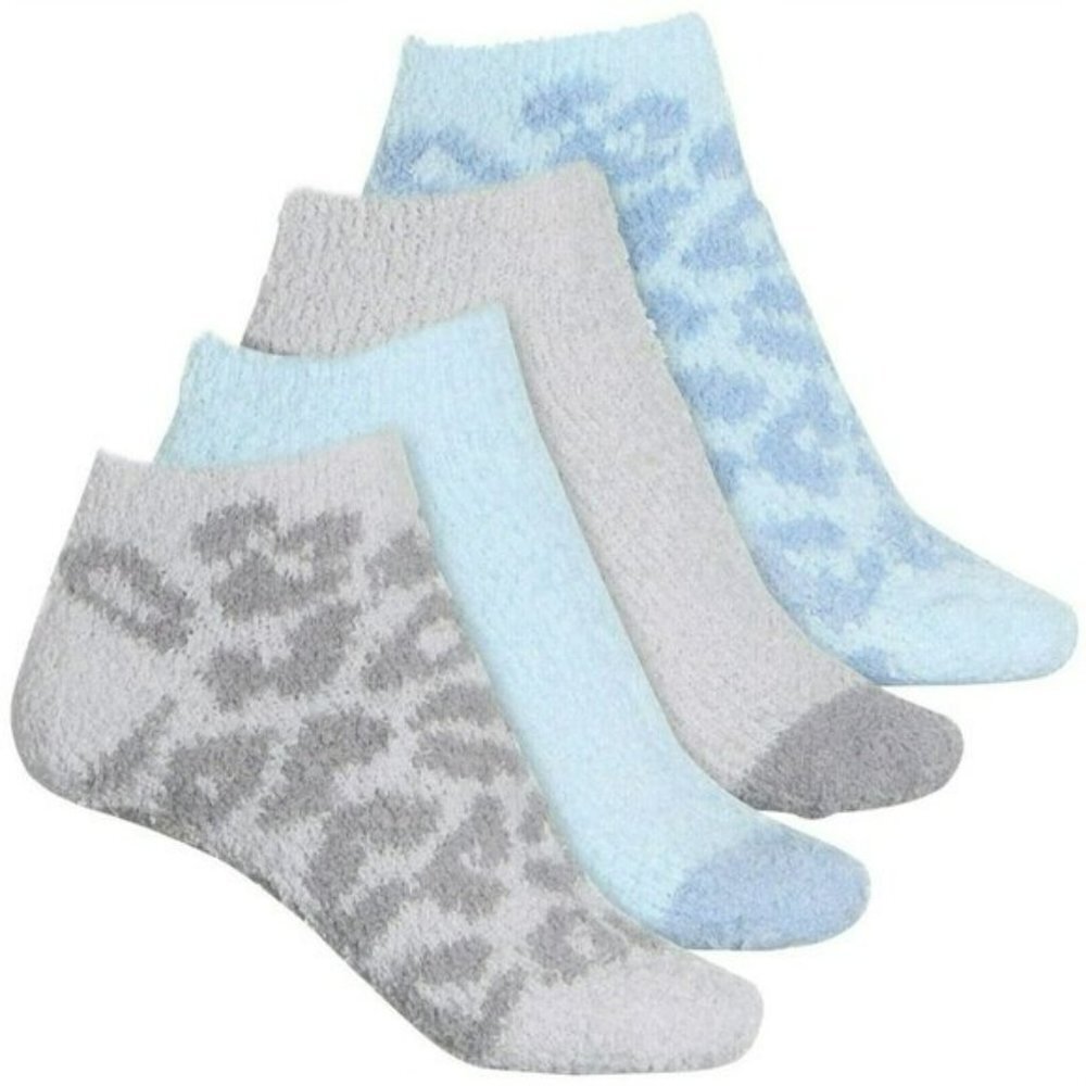 NWT Danskin 4-Pack Ultra Soft Plush Fleece Leopard Low Cut Cozy Socks